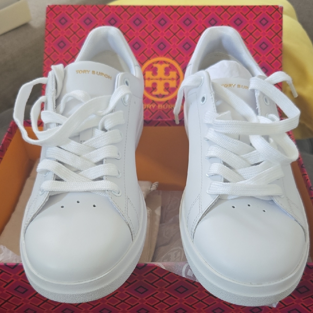 Tory Burch Classic White Lace-Up Sneakers